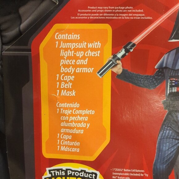Disney Star Wars Darth Vader Costume with Light-Up Feature - Size S 4-6 NWT - Picture 2 of 10